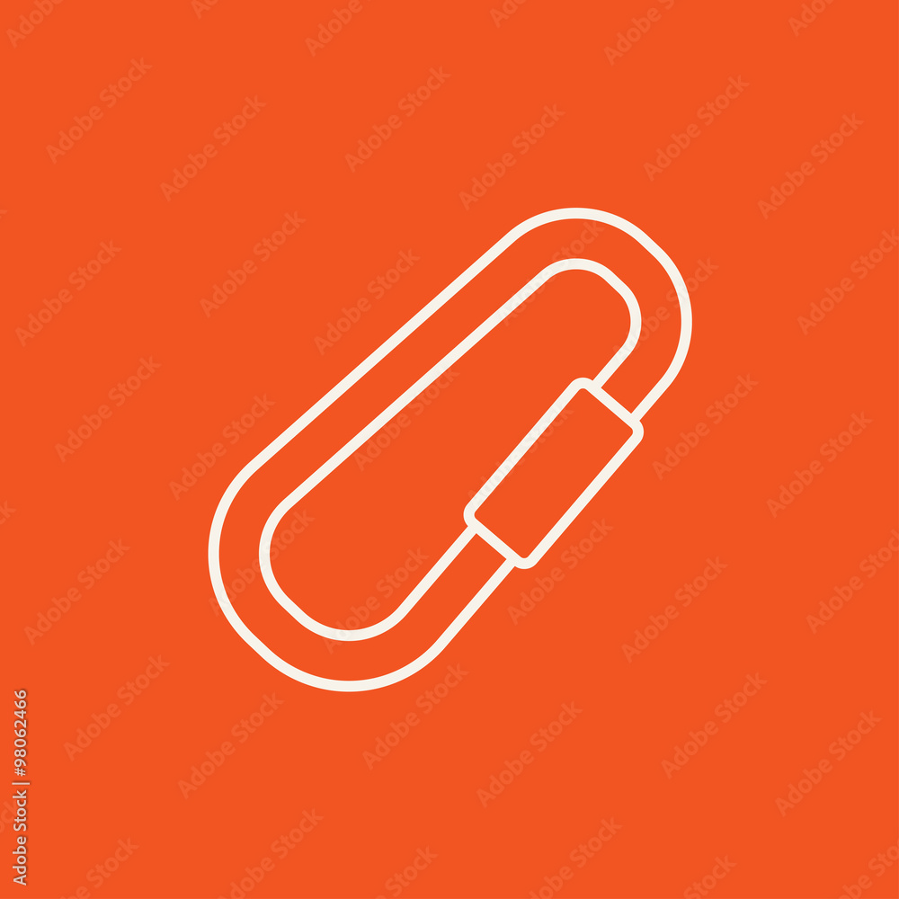 Climbing carabiner line icon. Climbing carabiner line icon.