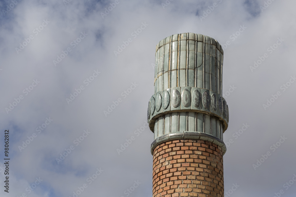 ancient pottery and brick chimney