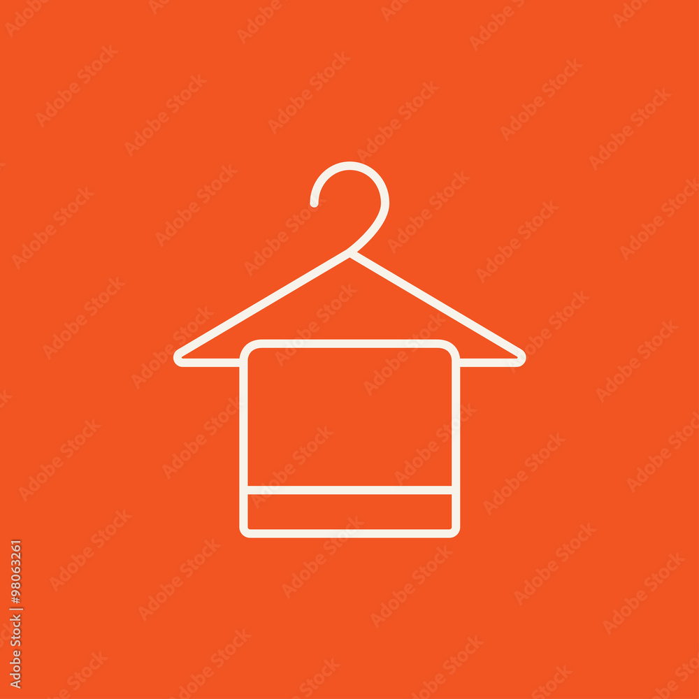 Towel on hanger line icon. Towel on hanger line icon.