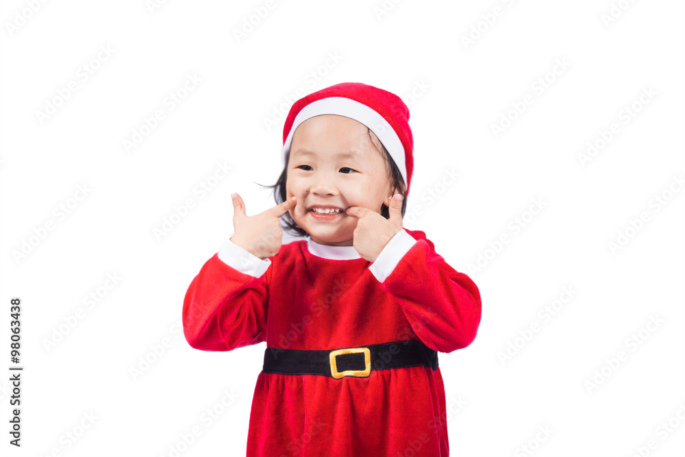 Small Santa Claus girl isolated on white background
Small Santa Claus girl isolated on white background