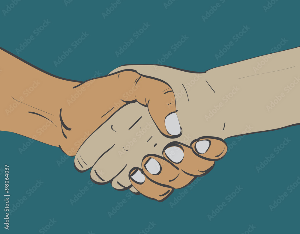 Fototapeta premium Sketch of two shaking hands