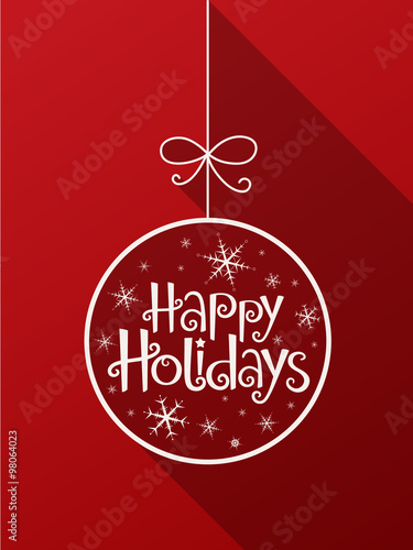 HAPPY HOLIDAYS in Festive Tree font with suspended bauble