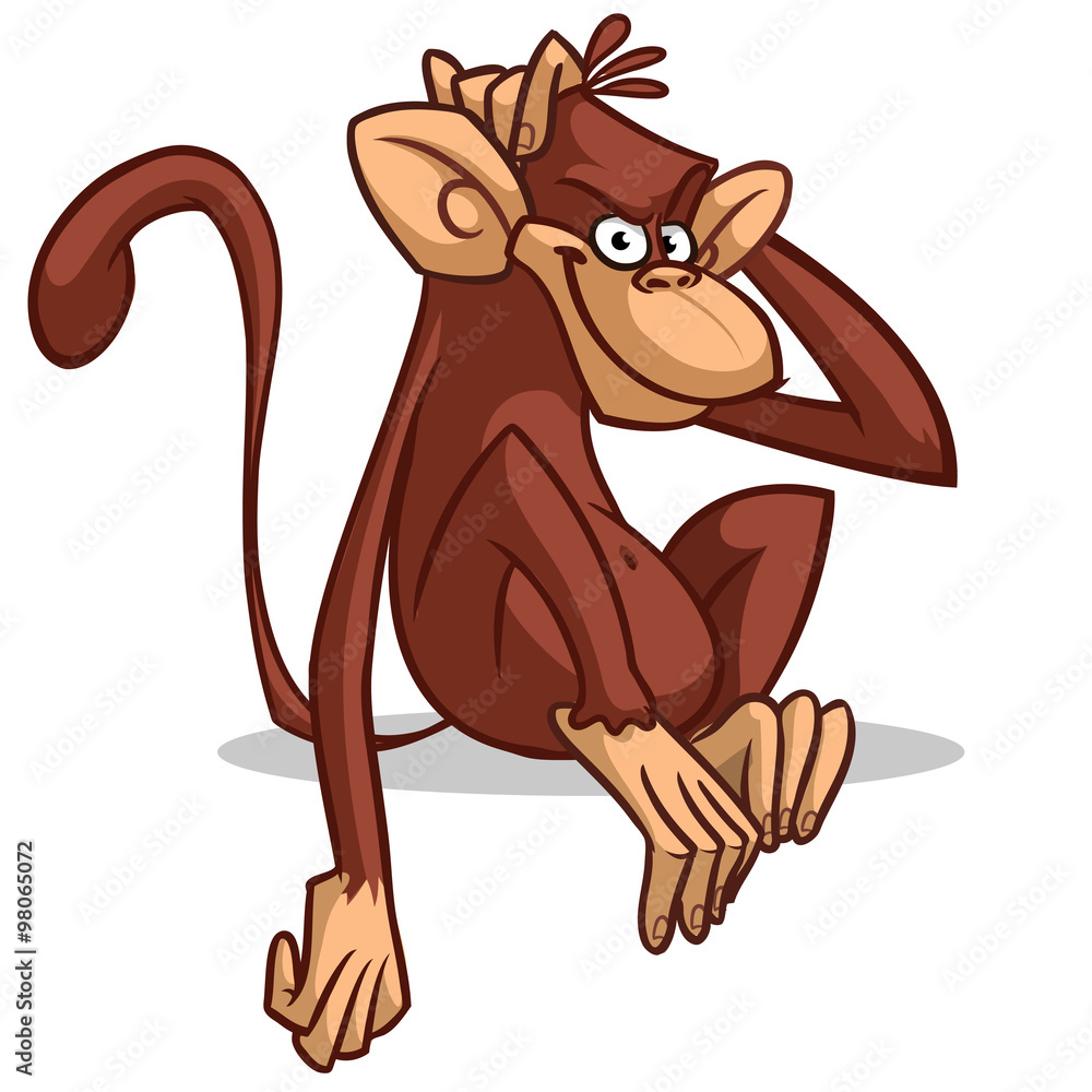 Fototapeta premium Vector illustration of isolated monkey sitting