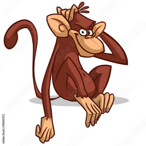 Vector illustration of isolated monkey sitting