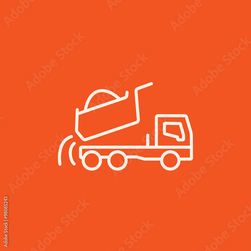 Dump truck line icon.