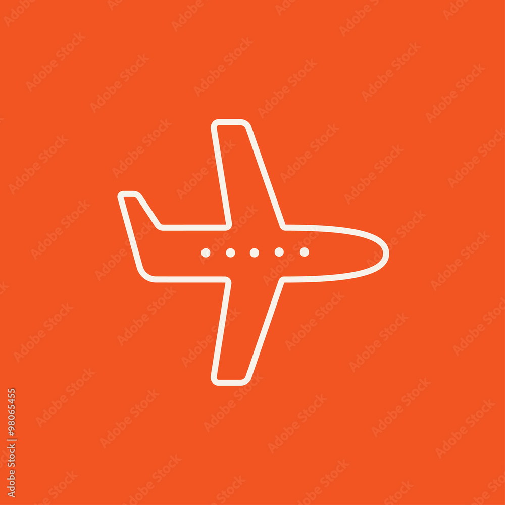 Fototapeta premium Flying airplane line icon.