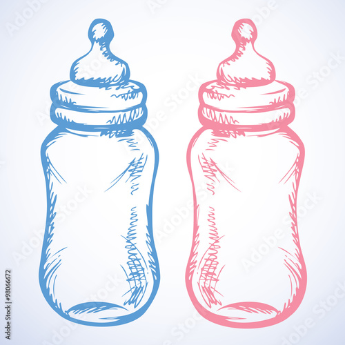 Baby milk bottle. Vector sketch