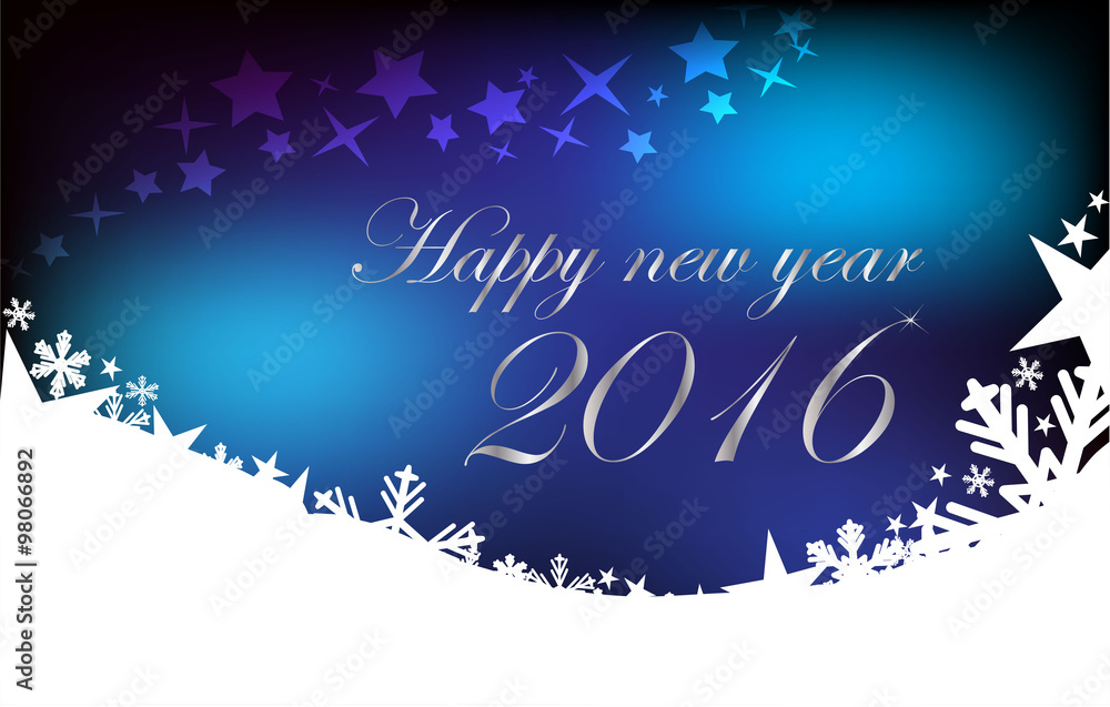 Modern christmas background with snowflakes wave and stars on blue background Modern christmas background with snowflakes wave and stars on blue background