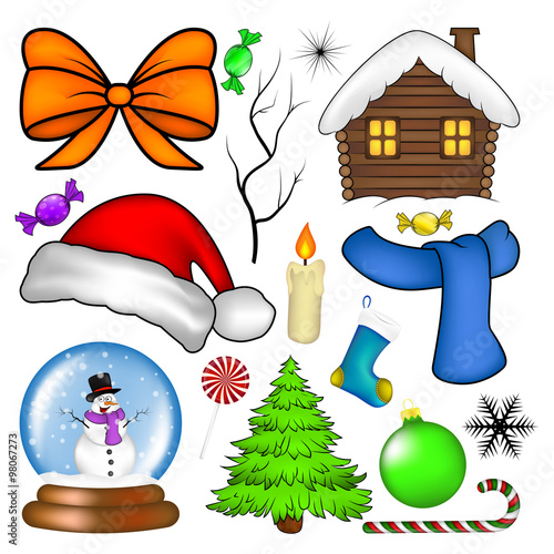 Christmas vector symbol set, icon  design. Winter illustration isolated on white background.