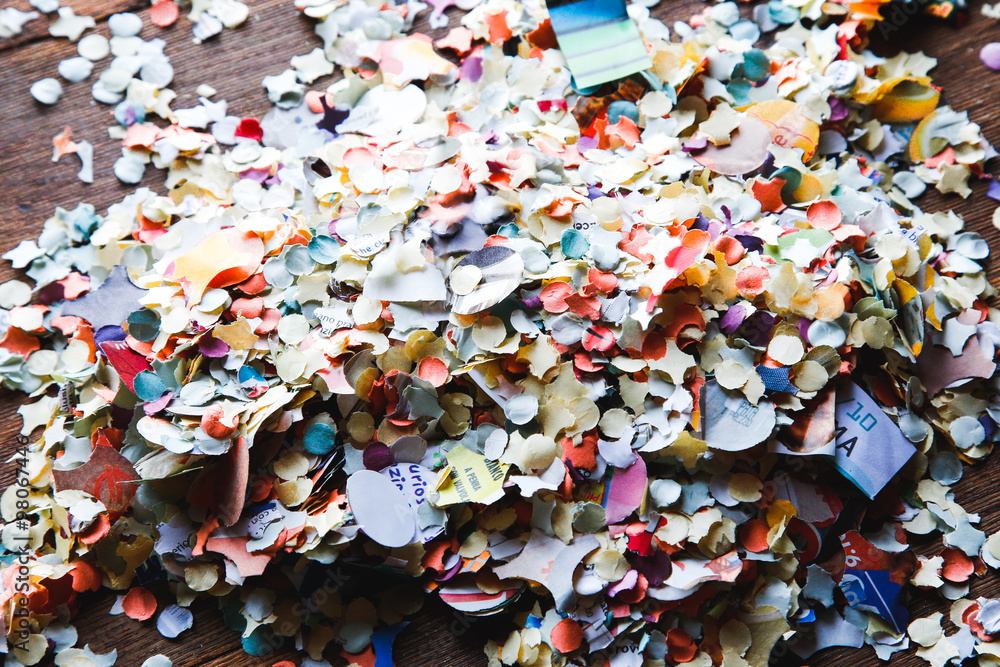 colorful confetti on the table colorful confetti on the table