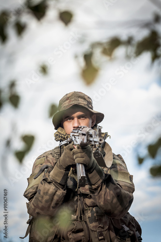 Soldier with weapon
