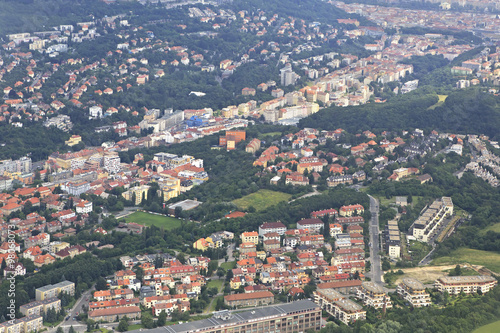 Fototapeta Naklejka Na Ścianę i Meble -  view from aircraft to the area of Prague.