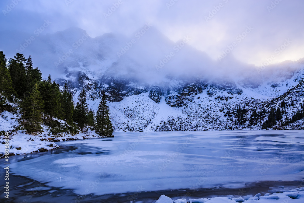 Winter mountain landscape - Morskie Oko, Tatra Mountains, Poland
 - obrazy, fototapety, plakaty 