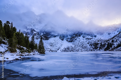 Winter mountain landscape - Morskie Oko, Tatra Mountains, Poland 