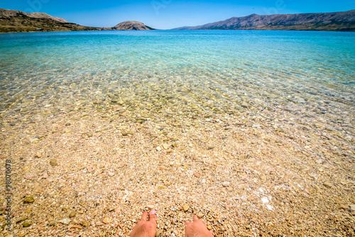 Beach in the coast of Adriatic Sea  island Pag or Hvar.