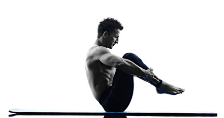 man pilates exercises fitness isolated