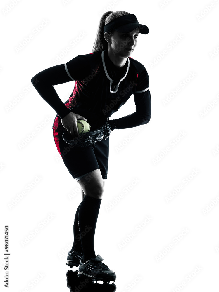 woman playing softball players silhouette isolated woman playing softball players silhouette isolated