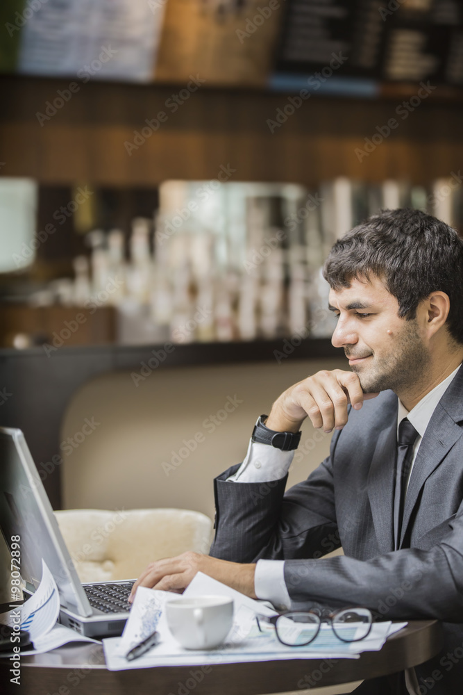 businessman freelancer working at the coffee shop businessman freelancer working at the coffee shop