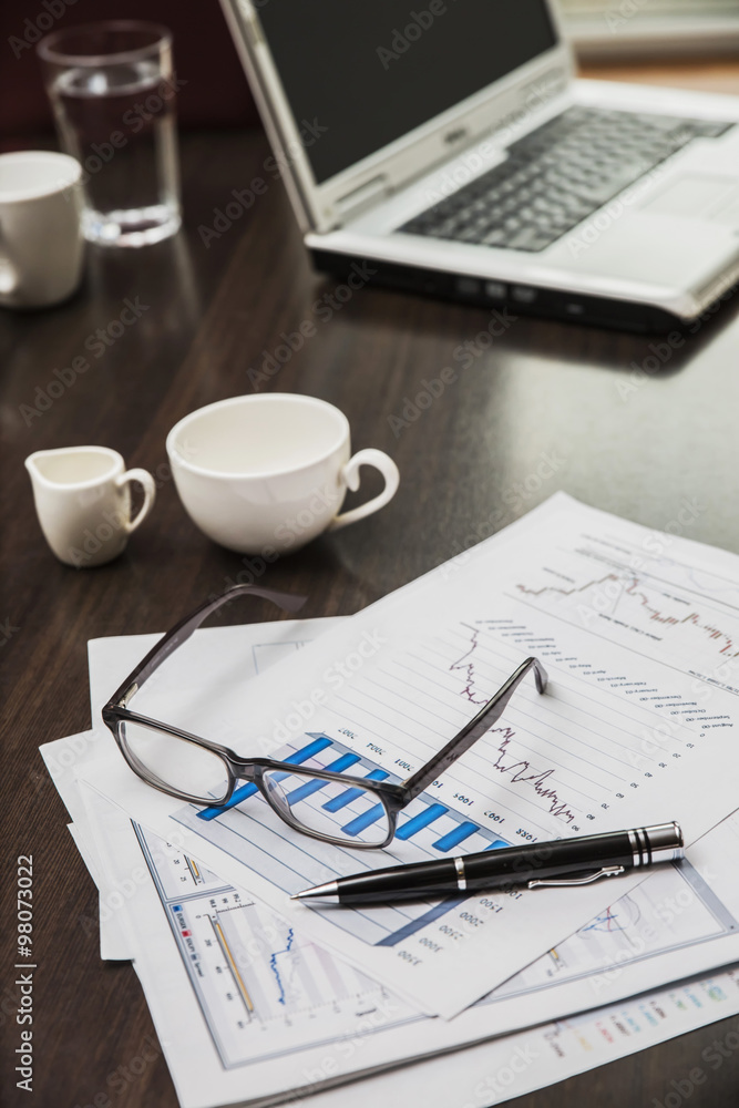 business still life points, graphs and diagrams documents on the table business still life points, graphs and diagrams documents on the table