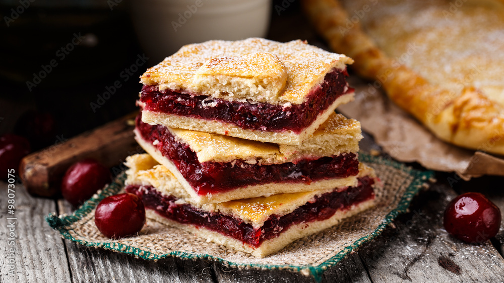 Homemade pie stuffed with cherries Homemade pie stuffed with cherries