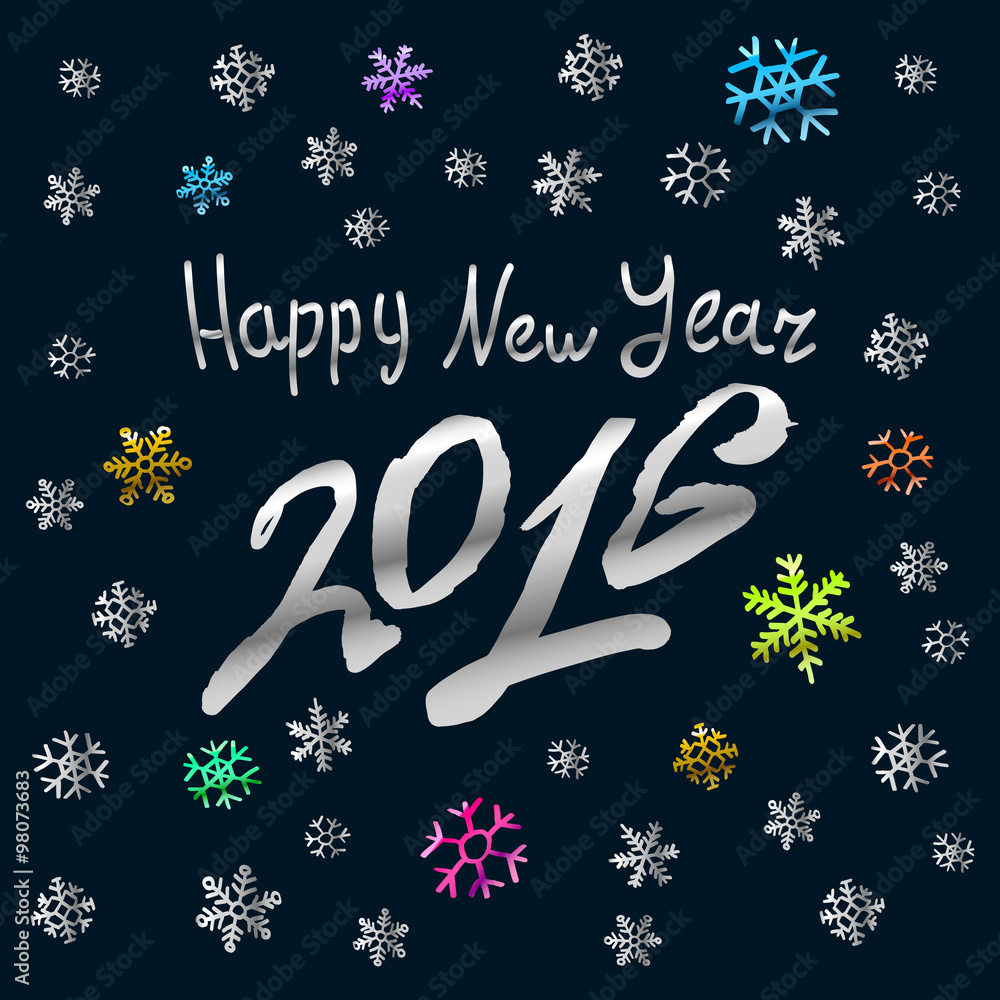 Happy New Year 2016 silver  card, background