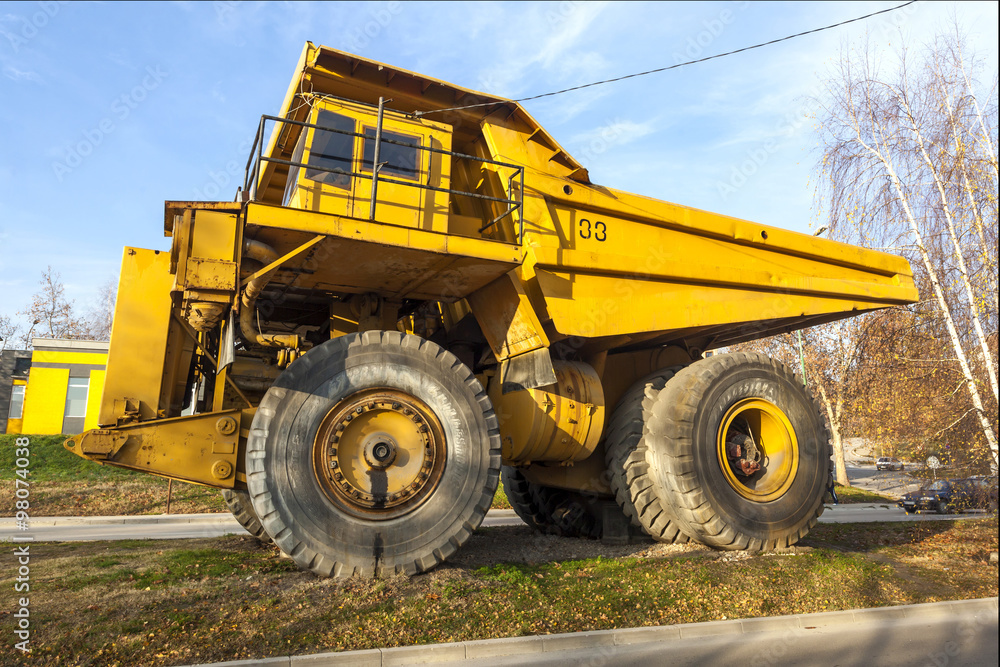 Bor, Serbia - December 08.2015: Yellow dumper truck 03