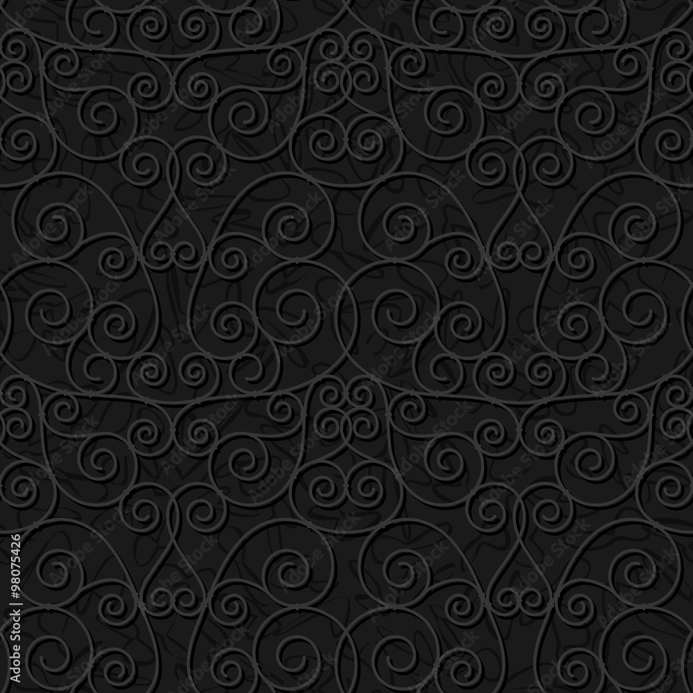 floral oriental black isolated seamless background