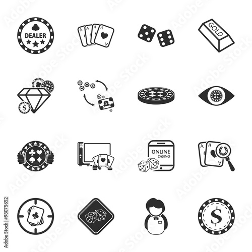 gambling, casino 16 icons universal set for web and mobile