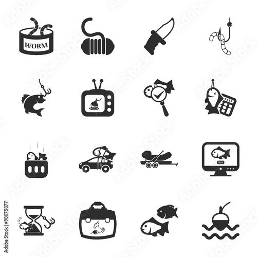 fishing 16 icons universal set for web and mobile
