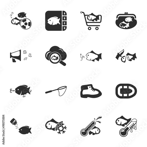 fishing 16 icons universal set for web and mobile