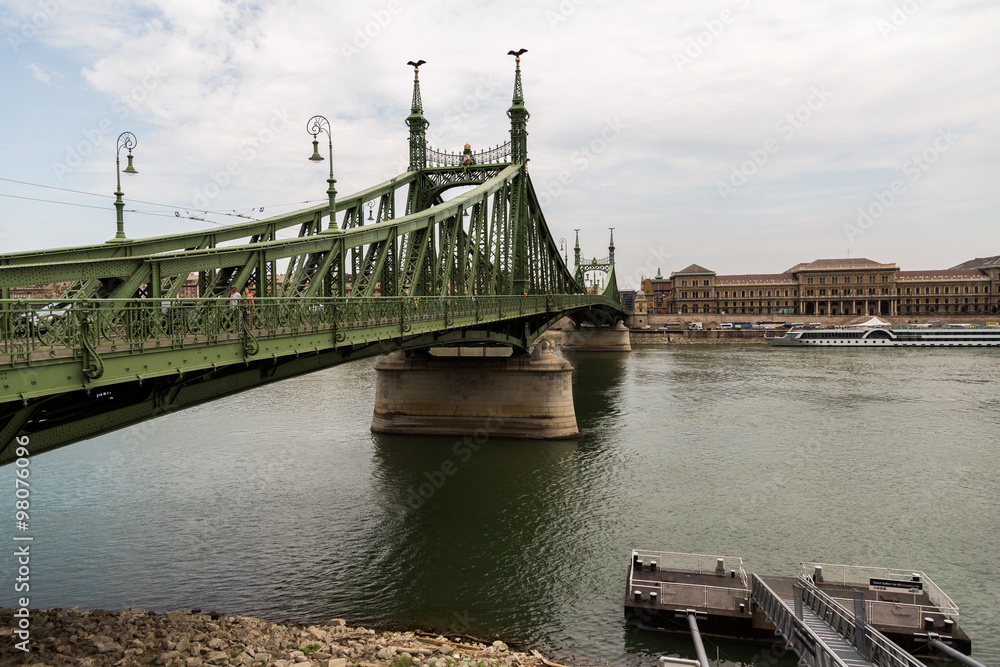 Fototapeta premium panoramic view of one of Danube bridge