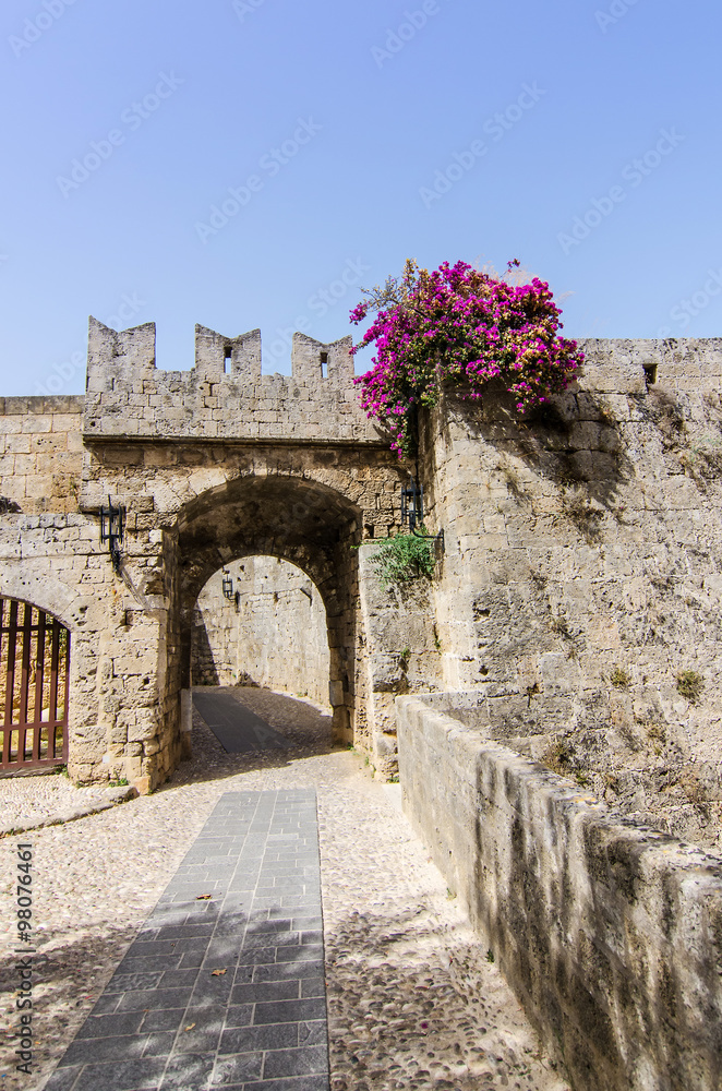 Characteristic architecture of ancient Rhodes castle