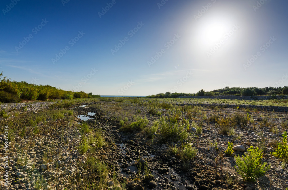 Dramatic landscape with dried river on Rhodes Dramatic landscape with dried river on Rhodes