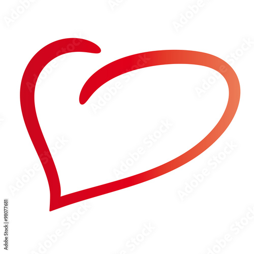 Einfaches rotes Herz als Umriß - Linie, Liebe, Zuneigung, Romantik und Hochzeit