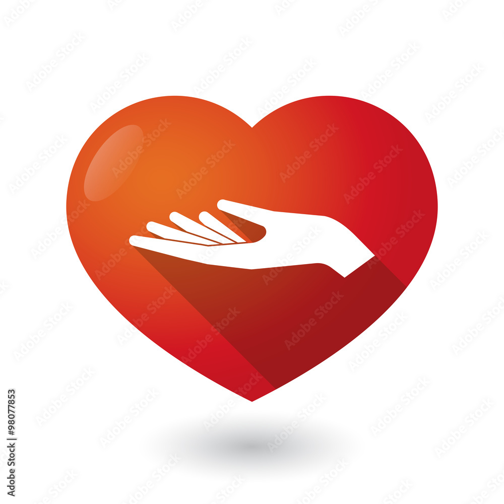 Isolated red heart with a hand offering Isolated red heart with a hand offering