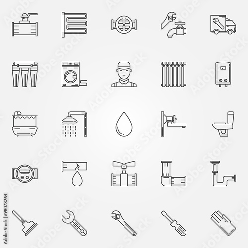 Plumbing icons set