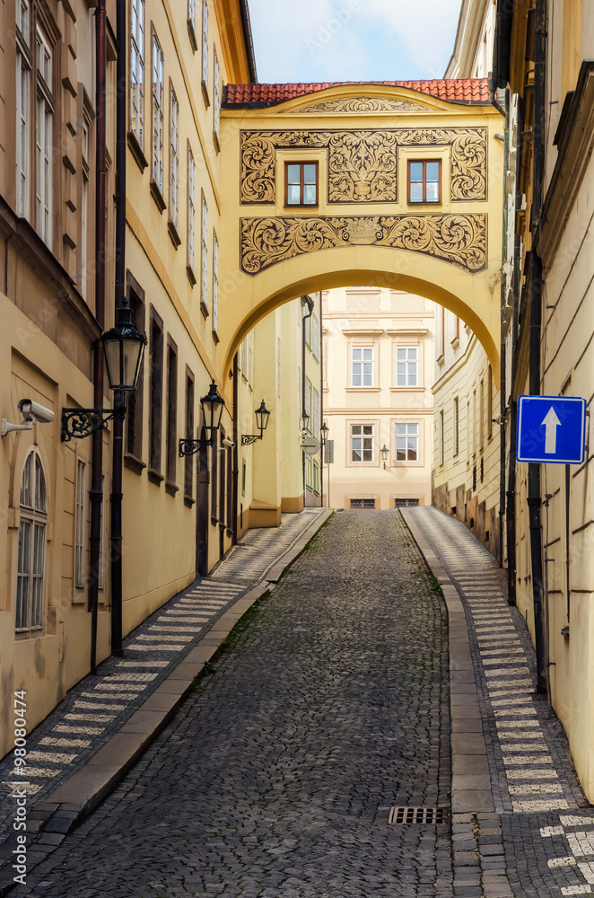 Small street in the Old Town in Prague, Czech Republic
