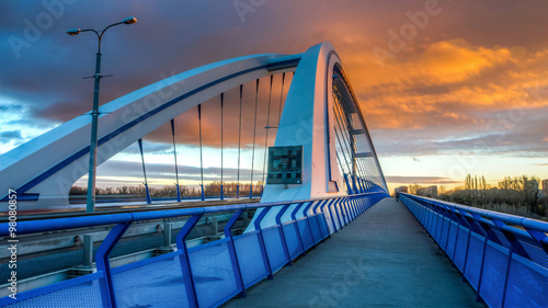 Apollo bridge in Bratislava, Slovakia with nice sunset photo