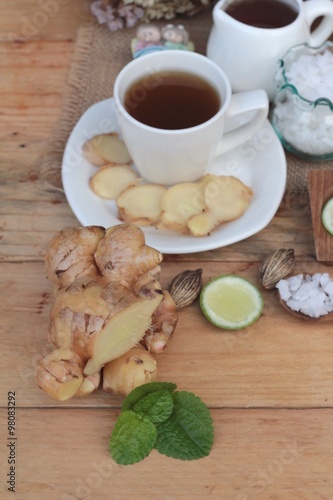 Ginger tea with lemon and honey delicious.