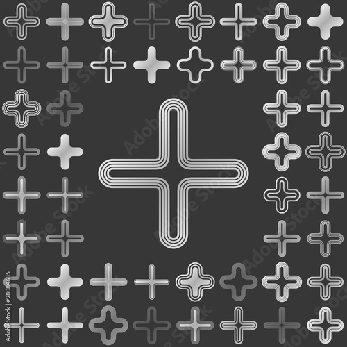 Silver metallic plus icon design set