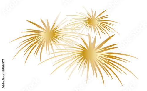 Neujahr - Feuerwerk zu Silvester mit goldenen Fontainen  happy new year