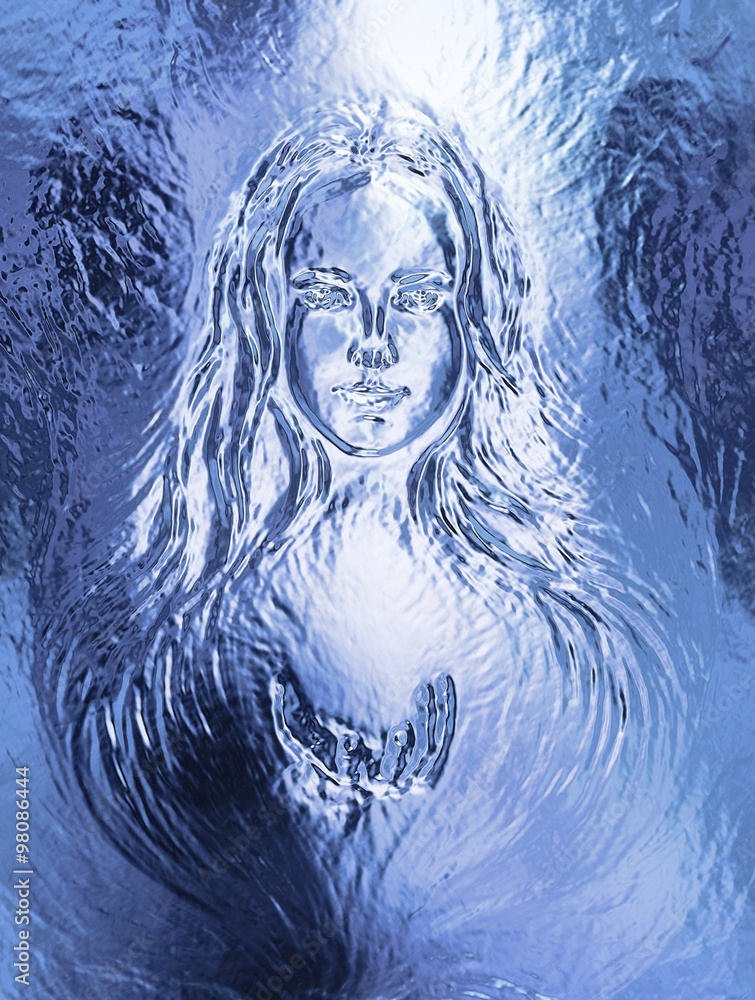 Fototapeta premium Woman goddess. Young attractive woman coated in metallic silver paint 