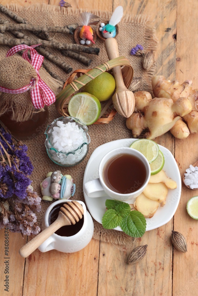 Ginger tea with lemon and honey delicious. Ginger tea with lemon and honey delicious.