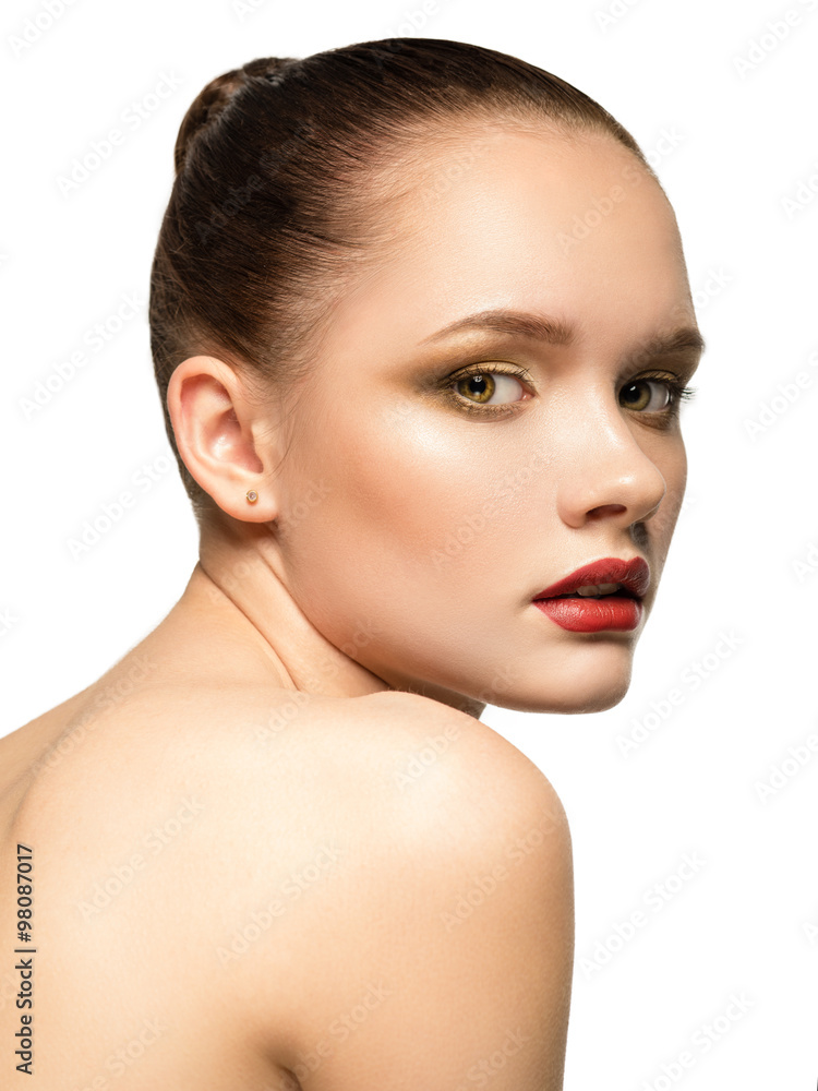 Fototapeta premium Beauty Girl. Portrait of Beautiful Young Woman with perfect make