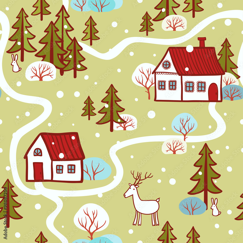 Naklejka premium Seamless pattern with New Year.