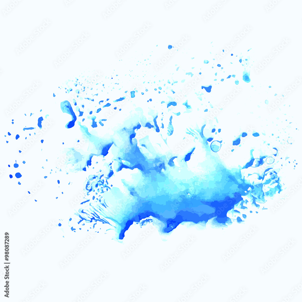 Watercolor blue water splash