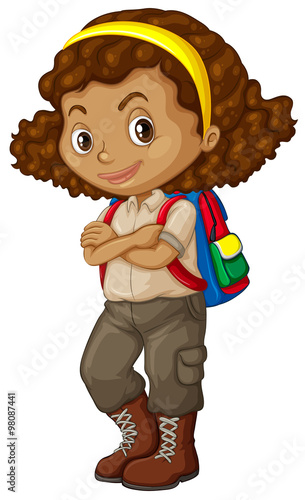 African american girl with backpack