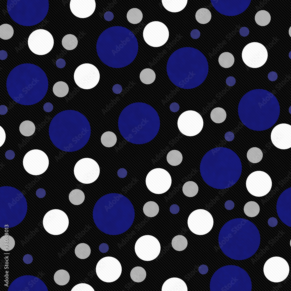 Blue, White and Black Polka Dot Tile Pattern Repeat Background Stock ...