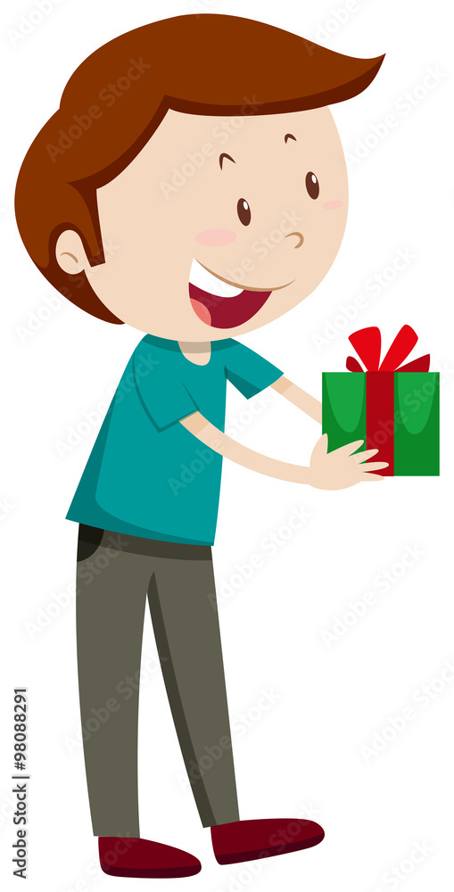 Man holding present box Man holding present box