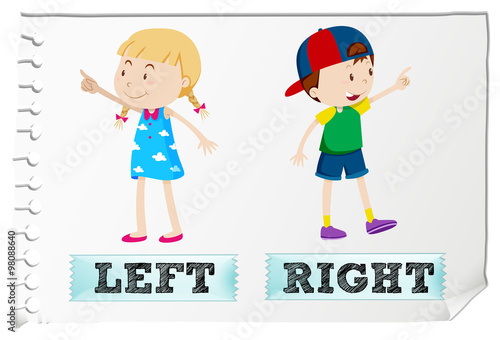 Opposite adjectives left and right
